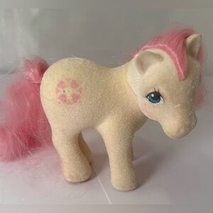 Vintage 80’s My Little Pony Pink Yellow Sundance Fuzzy Felt Body